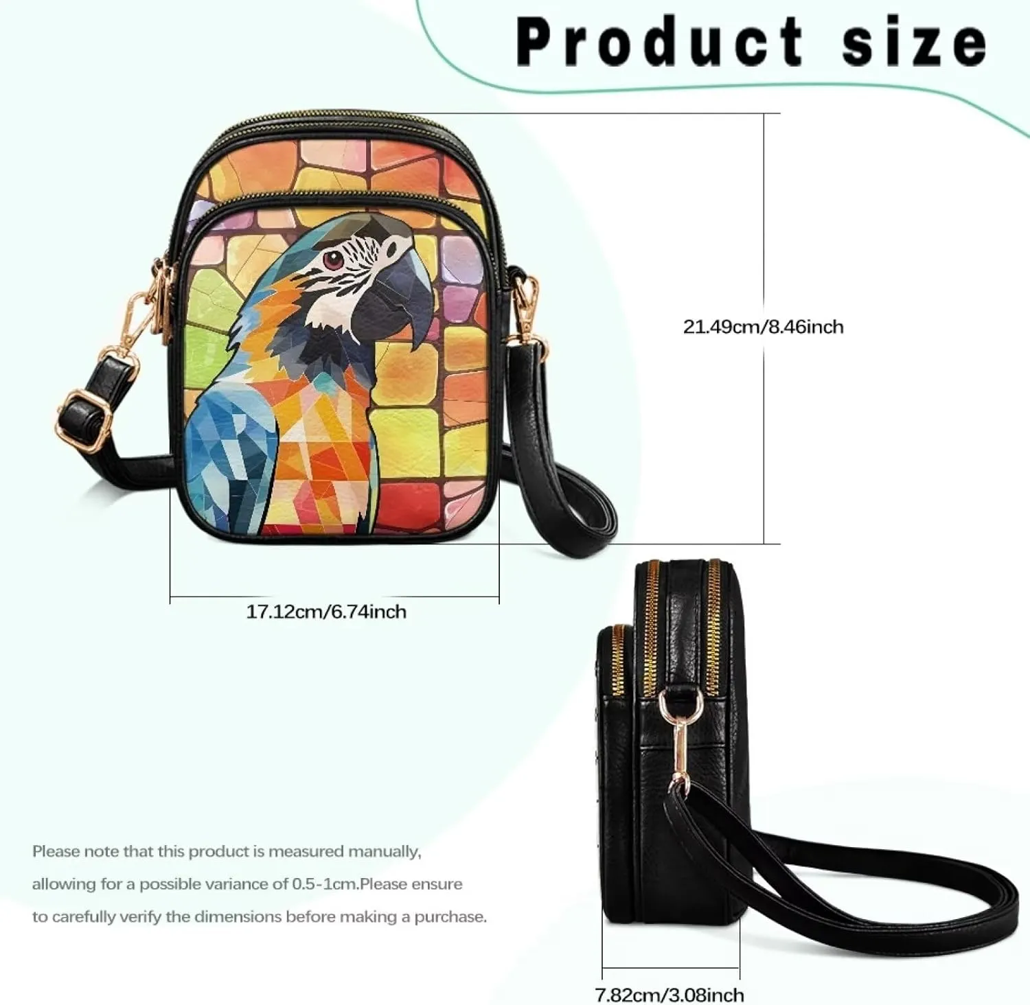 Crossbody Bags for Women Mosaic Art Travel PU Leather Shoulder Phone Purses, Pouch Shoulder Bag with Zip Pockets