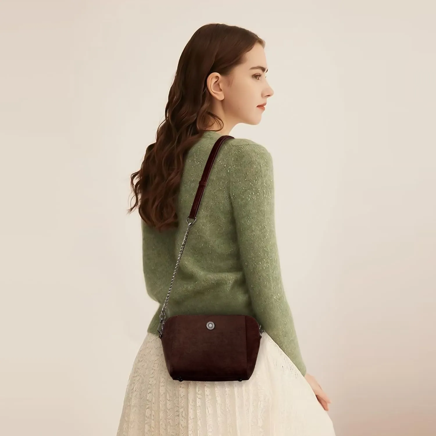 Crossbody Bags for Women Trendy Faux Suede Cross Body Purses Handbags Retro Soft Cell Phone Shoulder Tote Bags