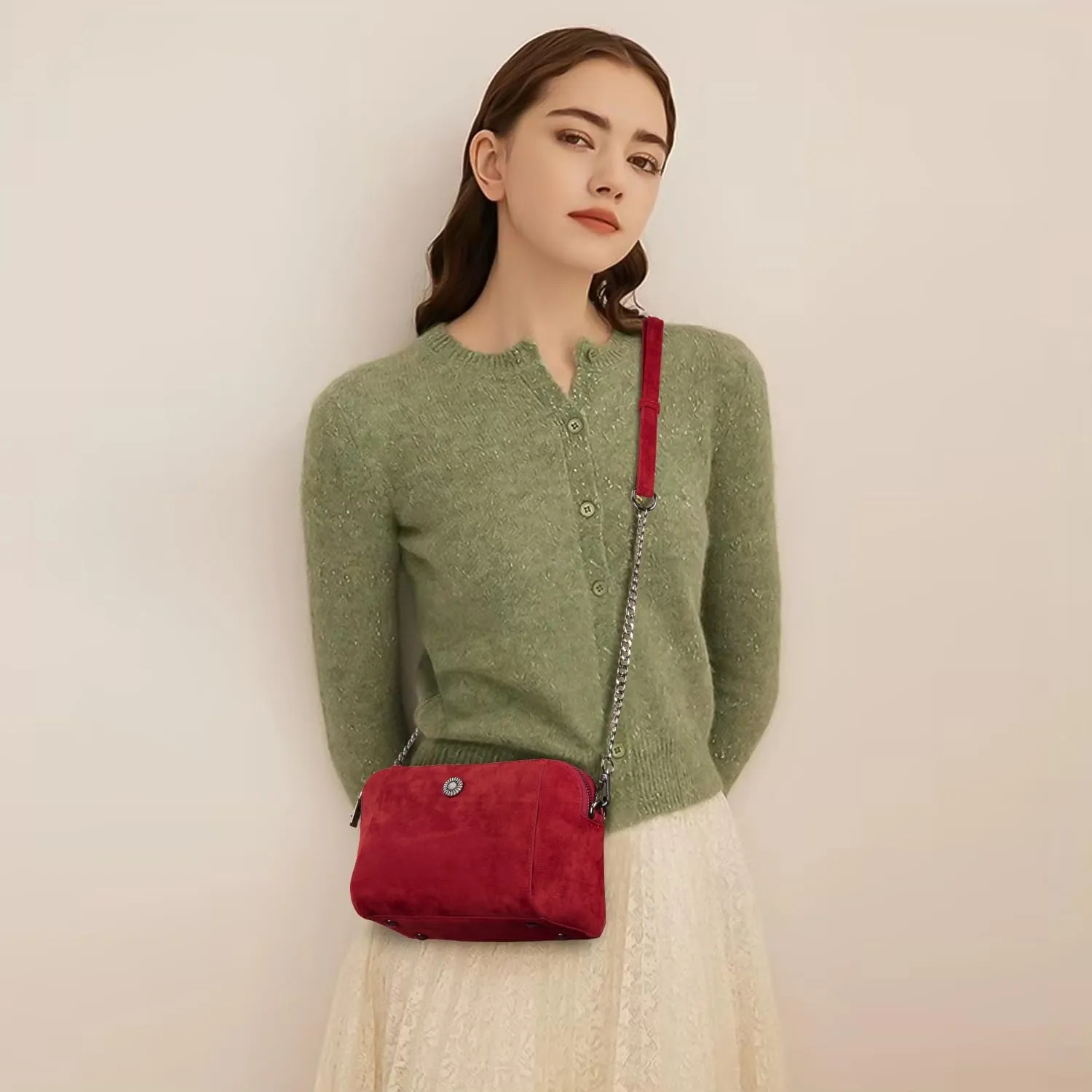 Crossbody Bags for Women Trendy Faux Suede Cross Body Purses Handbags Retro Soft Cell Phone Shoulder Tote Bags
