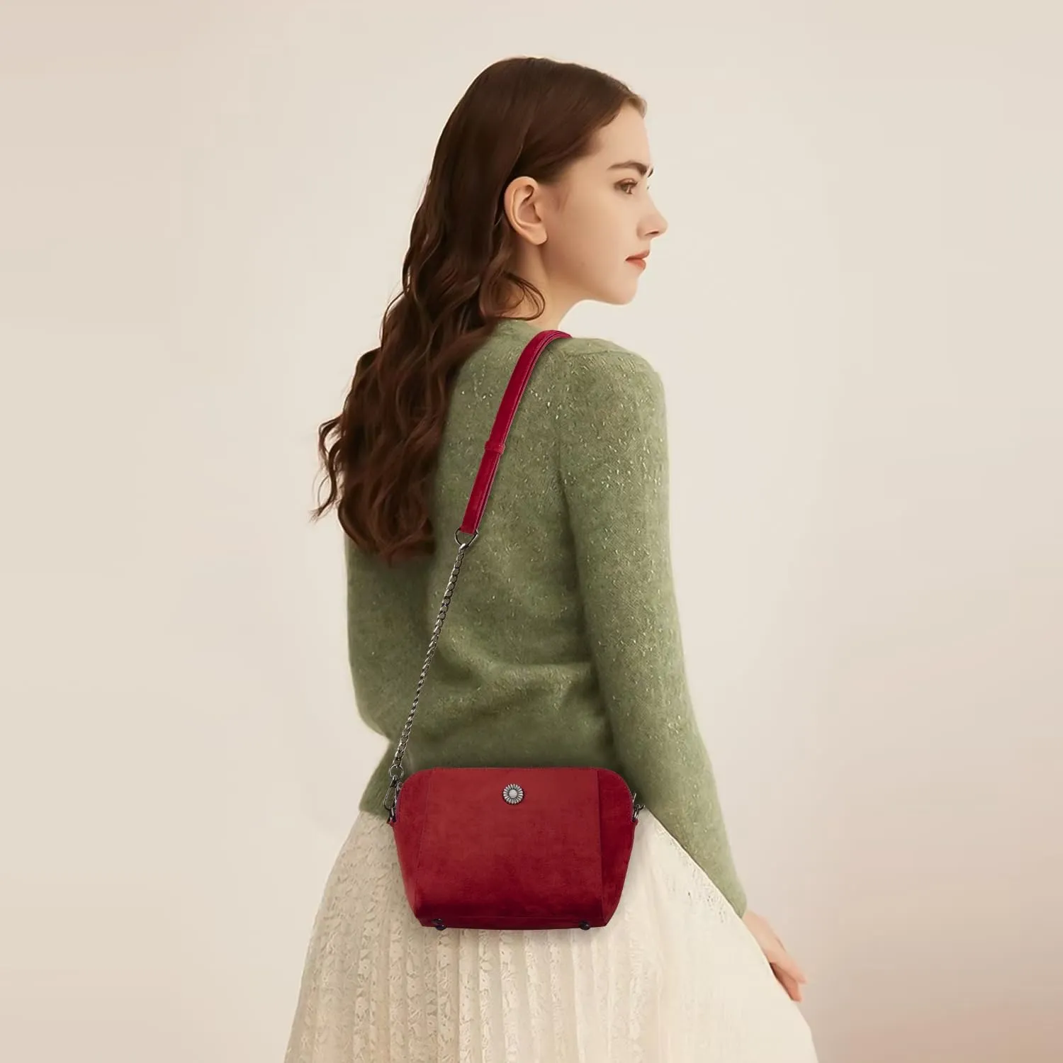 Crossbody Bags for Women Trendy Faux Suede Cross Body Purses Handbags Retro Soft Cell Phone Shoulder Tote Bags