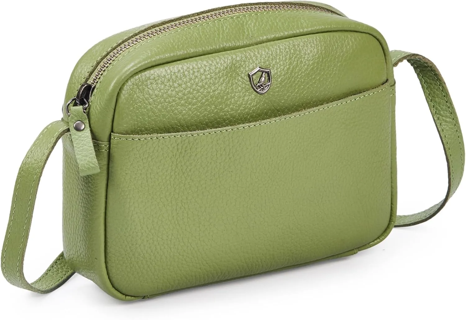 Crossbody Sling Bag for Women Trendy Real Leather Purse Mini Soft Pebbled Crossover with Card Case