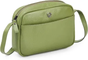 Crossbody Sling Bag for Women Trendy Real Leather Purse Mini Soft Pebbled Crossover with Card Case