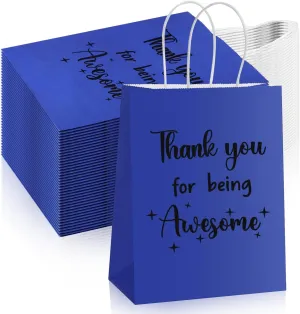Ctosree 20 Pcs Thank You Gift Paper Bags for Employee Coworker Colleague Thank You for Being Awesome Bags with Handles for Colleague Employee(8.3 x 4.3 x 10.6 Inch,Dark Blue)