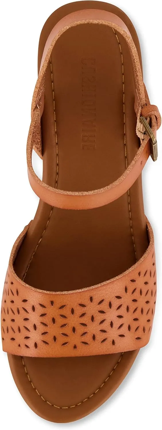 CUSHIONAIRE Women's Shea Faux Wood Sandal  Comfort Foam & LiteSole Technology, Wide Widths Available