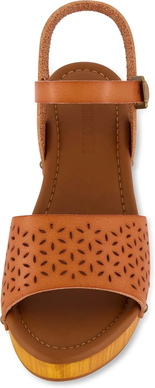 CUSHIONAIRE Women's Shea Faux Wood Sandal  Comfort Foam & LiteSole Technology, Wide Widths Available