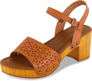 CUSHIONAIRE Women's Shea Faux Wood Sandal  Comfort Foam & LiteSole Technology, Wide Widths Available