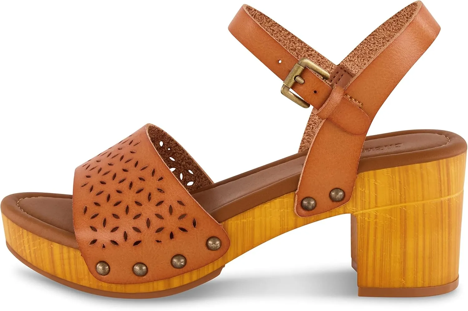 CUSHIONAIRE Women's Shea Faux Wood Sandal  Comfort Foam & LiteSole Technology, Wide Widths Available