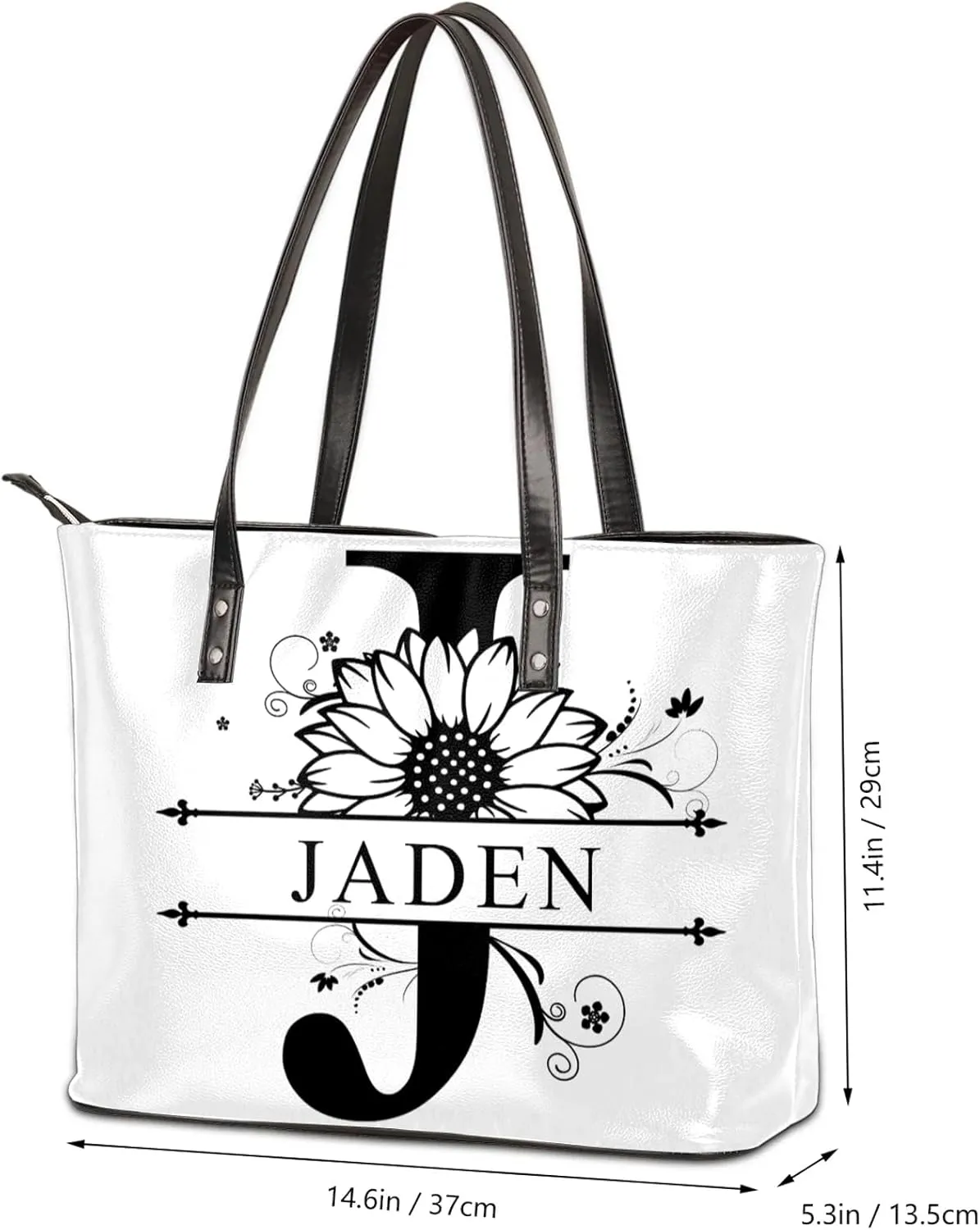 Custom A Tote Bag Women Shoulder Handbags PU Leather for Travel Work