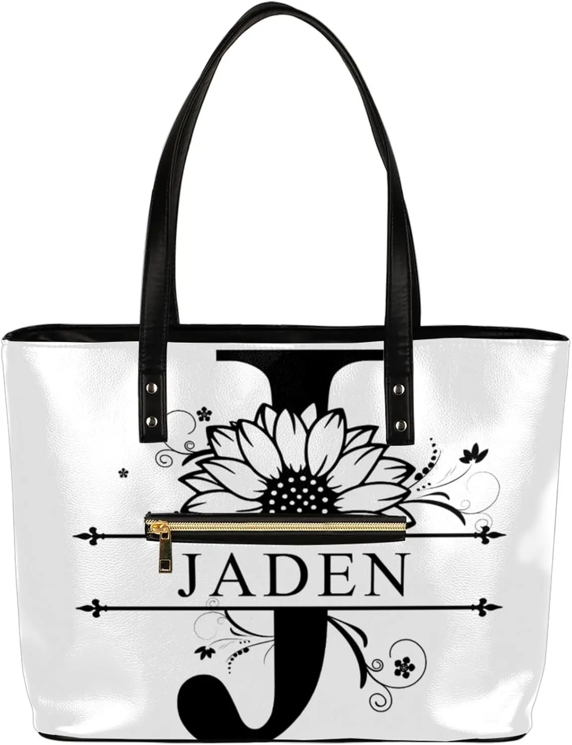 Custom A Tote Bag Women Shoulder Handbags PU Leather for Travel Work