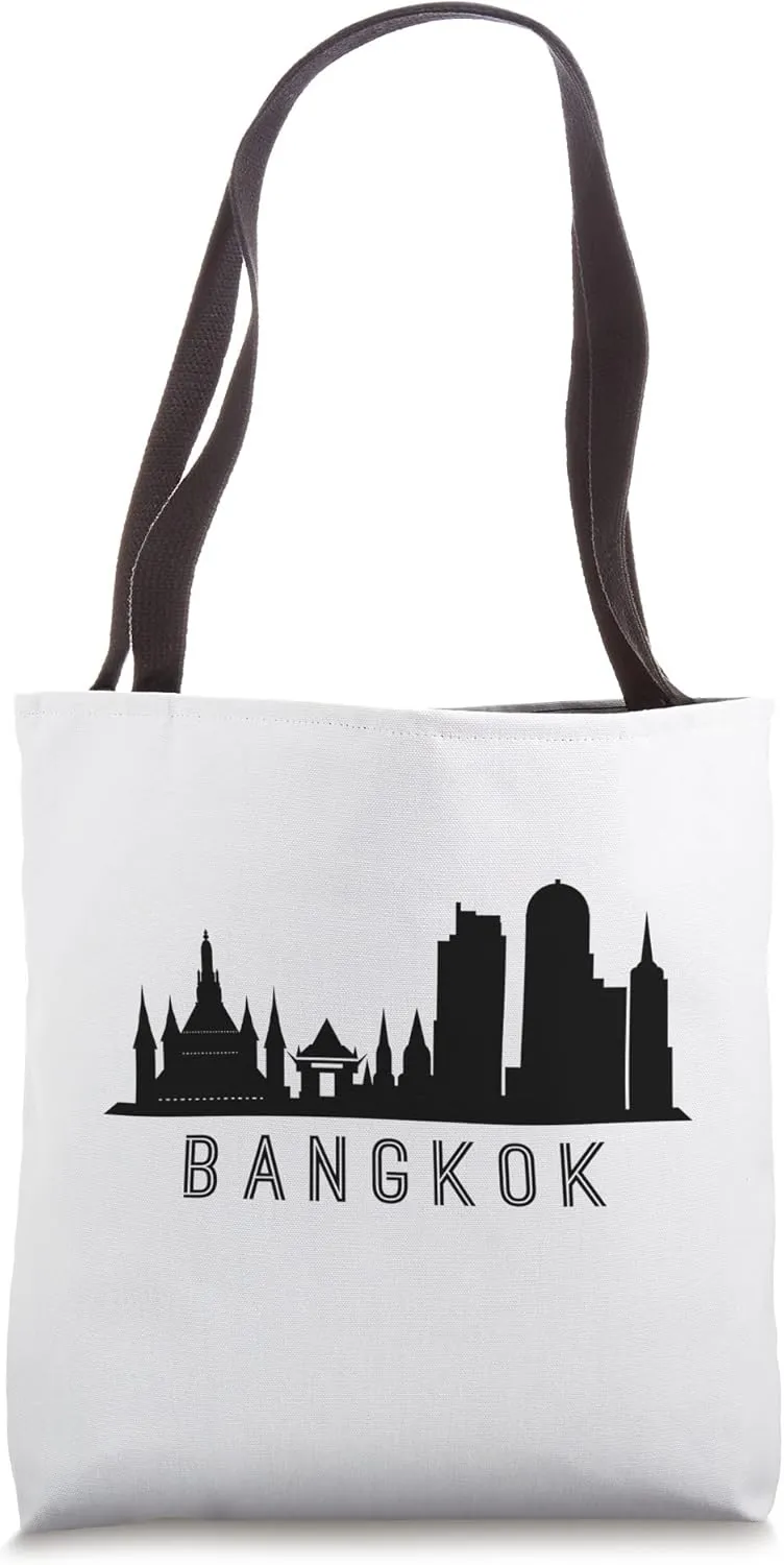 Custom Bangkok City Skyline T-Shirt Tote Bag