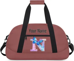 Custom Butterfly Letters Dance Duffle Bag Personalized Foldable Sports Cheer Travel Duffle Bag