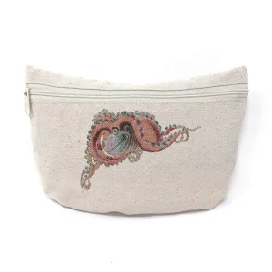 Custom Canvas Makeup Bag Octopus Vintage Look Animals Ocean & Sea Life School Supplies Pencil Tote Pouch 9x6 Inches Natural Design Only