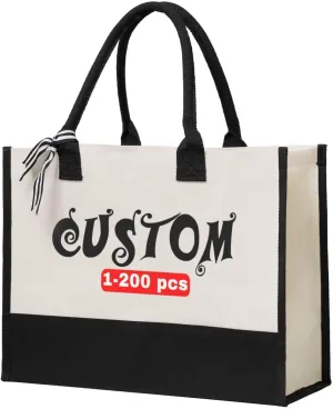 Custom Canvas Tote Bag for Women Personalized Photo Text Logo Shopping Bags for Wedding Christmas Birthday Gift