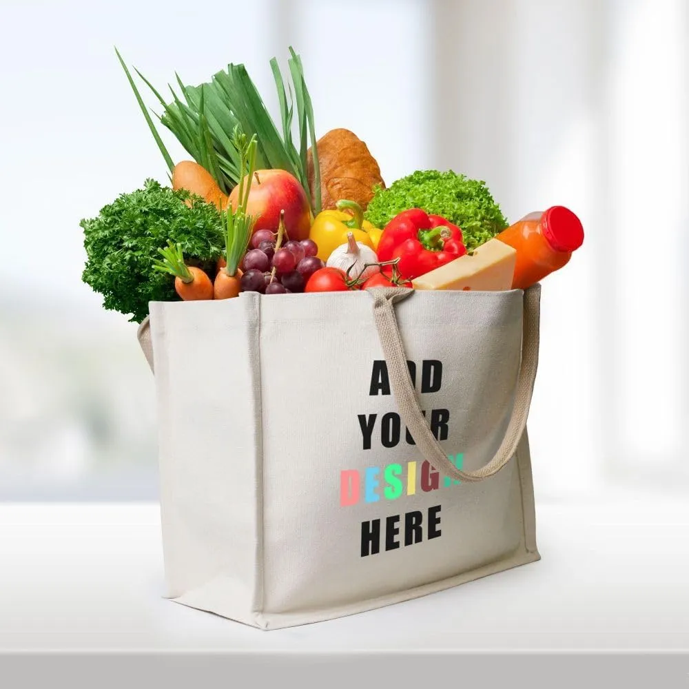 Custom Canvas Tote Bags for Women, Personalized Present Bag with Photo Logo Name Shopping Bags Suitable for Birthday