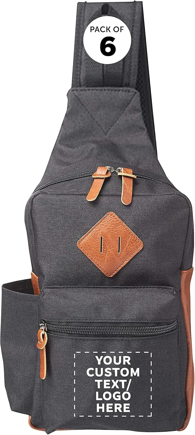 Custom Carson Crossbody Shoulder Bag Set of 10, Personalized Bulk Pack - Perfect for Employees, and For Everyday Use - Black