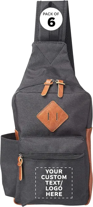 Custom Carson Crossbody Shoulder Bag Set of 10, Personalized Bulk Pack - Perfect for Employees, and For Everyday Use - Black