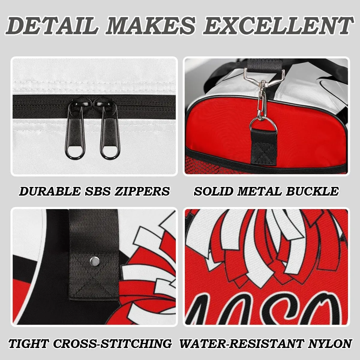 Custom Cheer Bags Sport Bag for Cheerleaders, Coral Red A Personalized Gym Duffel Bags Personalized Gifts for Cheerleading Custom Travel Overnight Weekender Bag