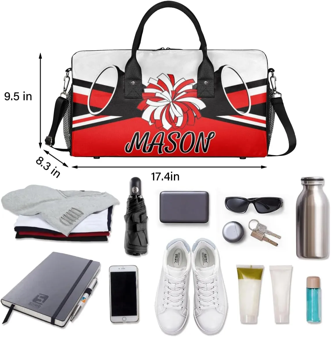 Custom Cheer Bags Sport Bag for Cheerleaders, Coral Red A Personalized Gym Duffel Bags Personalized Gifts for Cheerleading Custom Travel Overnight Weekender Bag