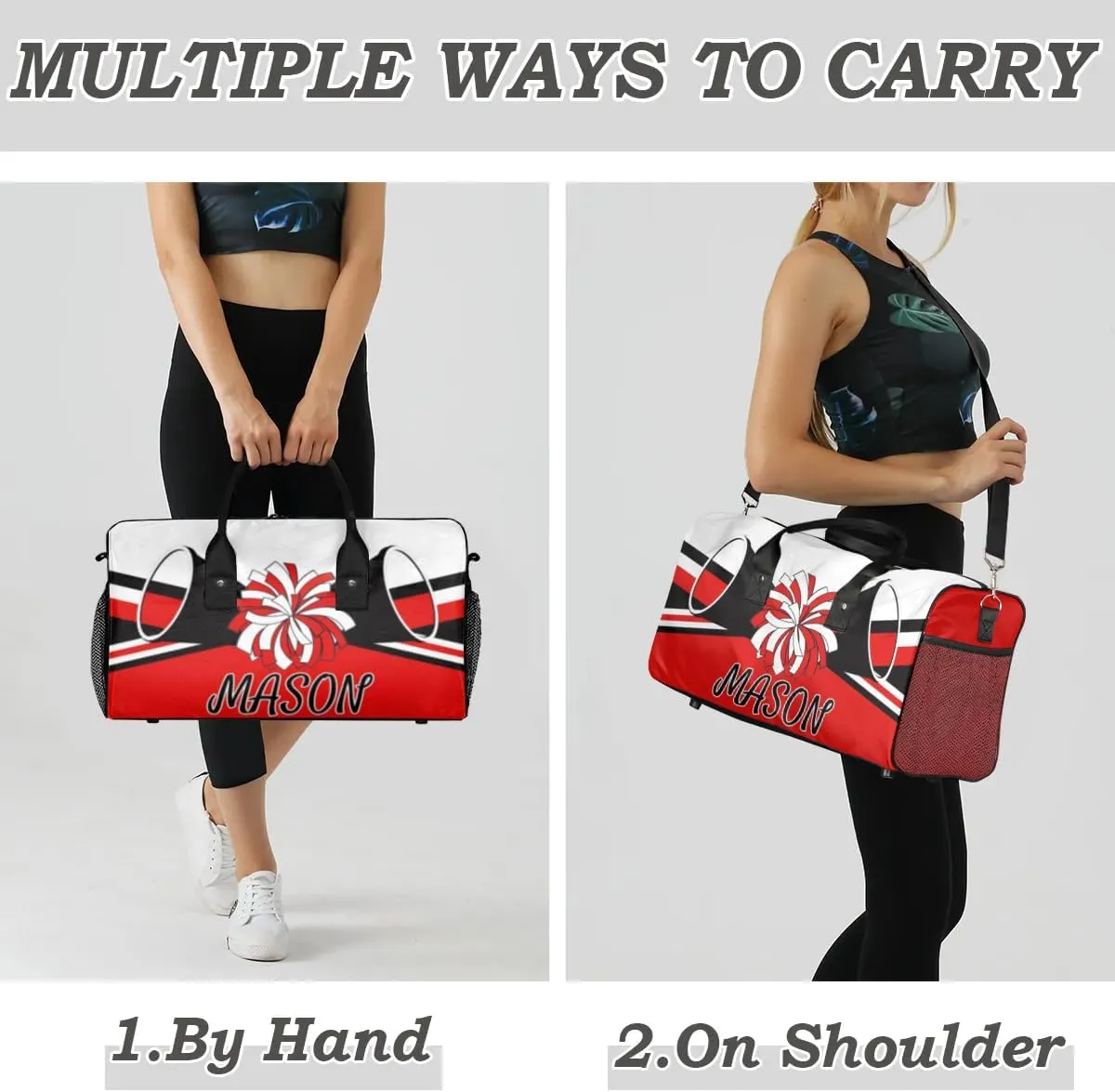 Custom Cheer Bags Sport Bag for Cheerleaders, Coral Red A Personalized Gym Duffel Bags Personalized Gifts for Cheerleading Custom Travel Overnight Weekender Bag