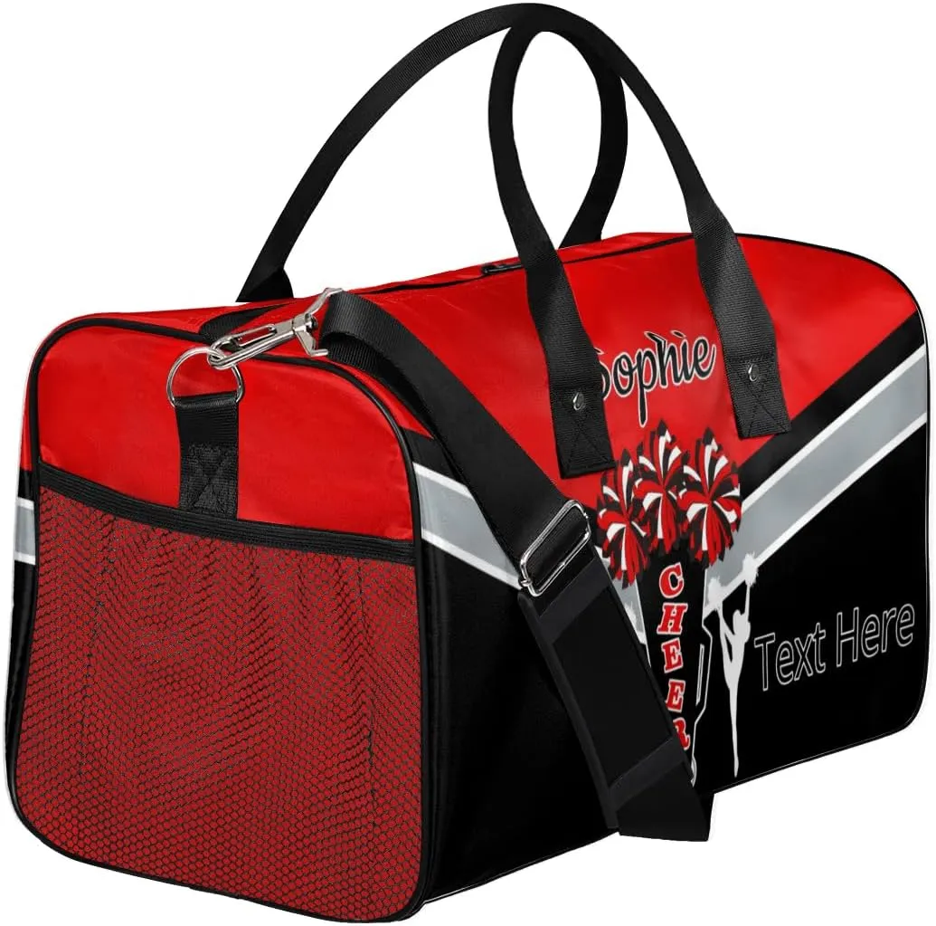 Custom Cheer Bags Sport Bag with Name for Cheerleaders, Personalized Gym Duffel Bags Personalized Cheerleading Gifts for Women Custom Travel Weekender Bag, Coral Red A