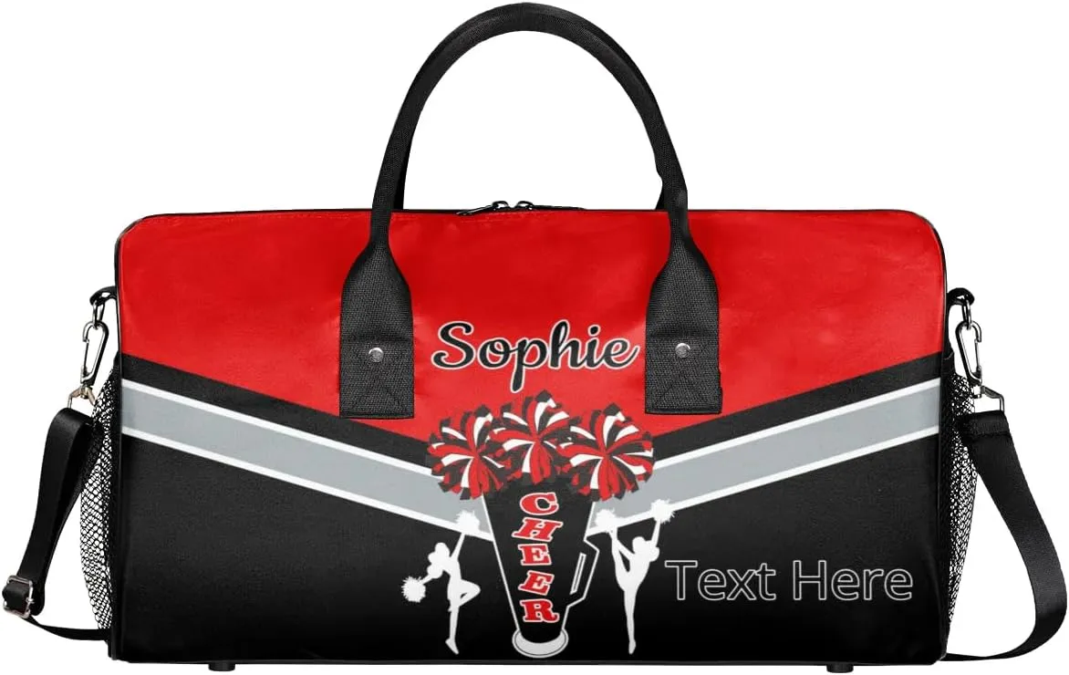 Custom Cheer Bags Sport Bag with Name for Cheerleaders, Personalized Gym Duffel Bags Personalized Cheerleading Gifts for Women Custom Travel Weekender Bag, Coral Red A
