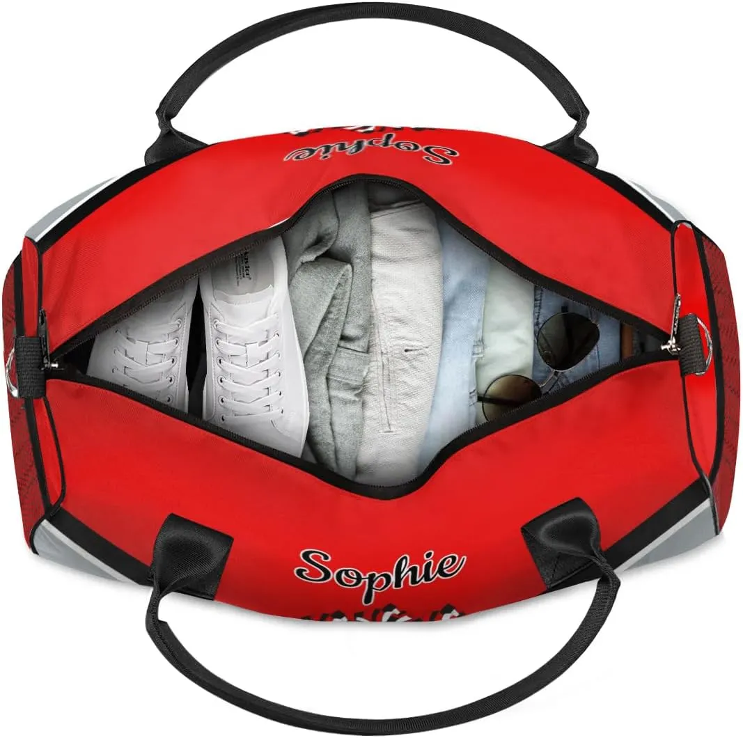 Custom Cheer Bags Sport Bag with Name for Cheerleaders, Personalized Gym Duffel Bags Personalized Cheerleading Gifts for Women Custom Travel Weekender Bag, Coral Red A
