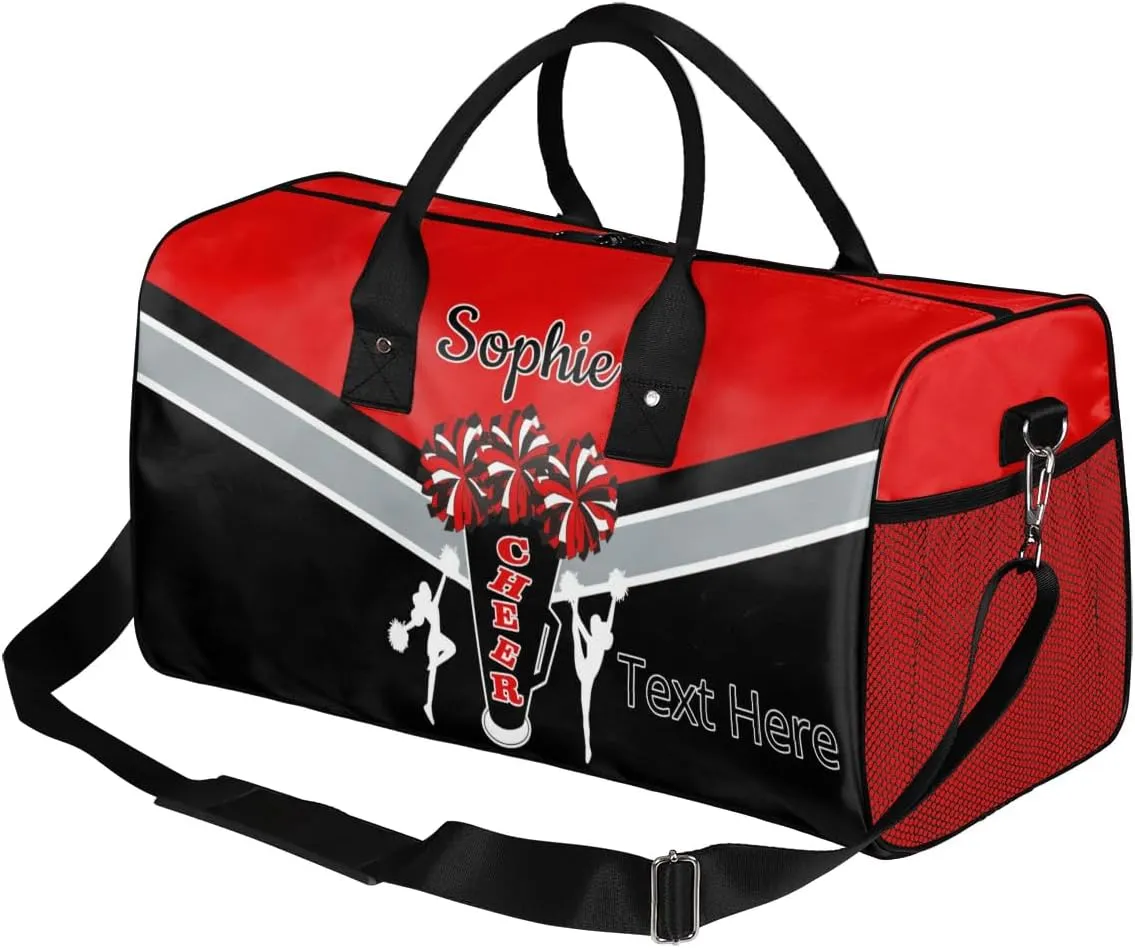 Custom Cheer Bags Sport Bag with Name for Cheerleaders, Personalized Gym Duffel Bags Personalized Cheerleading Gifts for Women Custom Travel Weekender Bag, Coral Red A