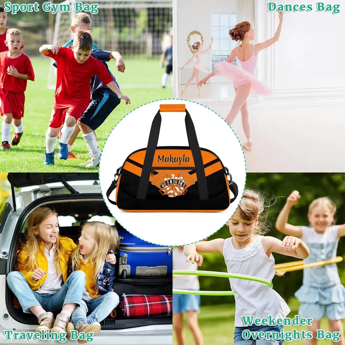 Custom Cheerleader Bag Dance for Girl Personalized Name Cheer Duffle Bag Cheerleading Gifts Overnight Bags