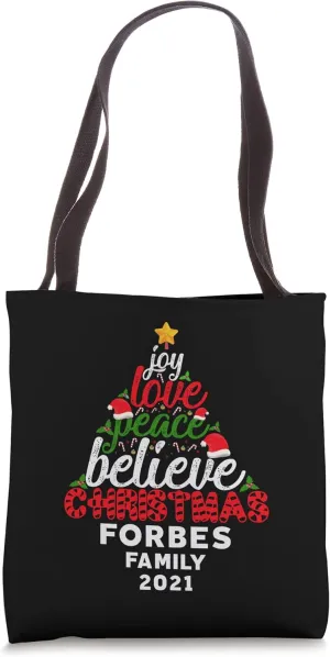 Custom family Christmas matching name Forbes Tote Bag