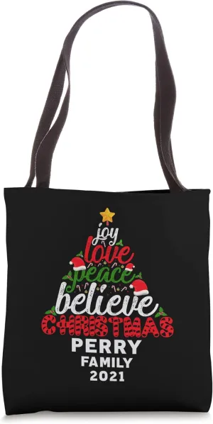 Custom family Christmas matching name Perry Tote Bag