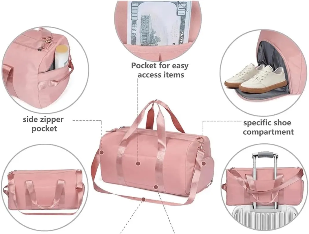 Custom Gym Bag - Durable & Stylish Personalized Duffle for Men & Women (Pink With Text)
