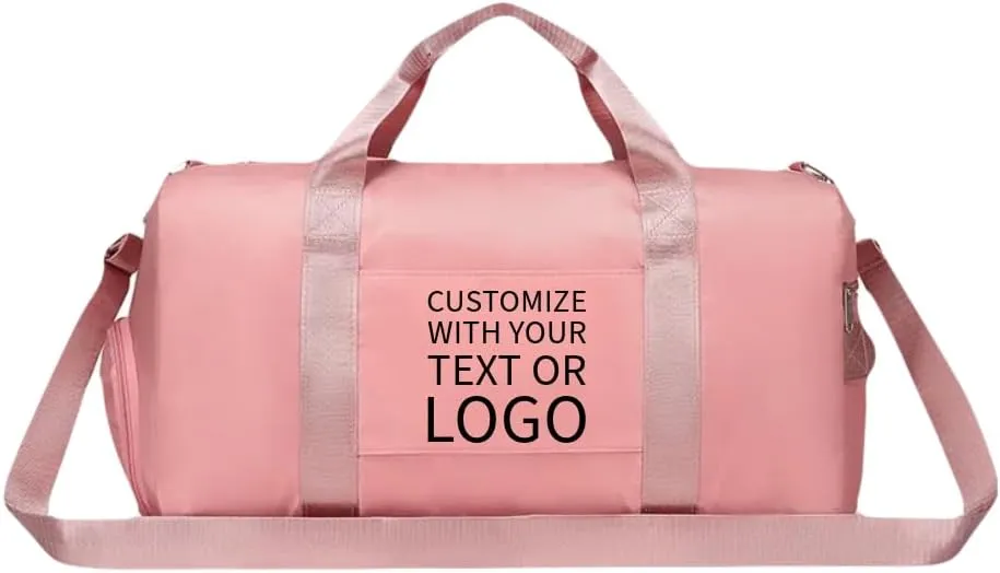 Custom Gym Bag - Durable & Stylish Personalized Duffle for Men & Women (Pink With Text)