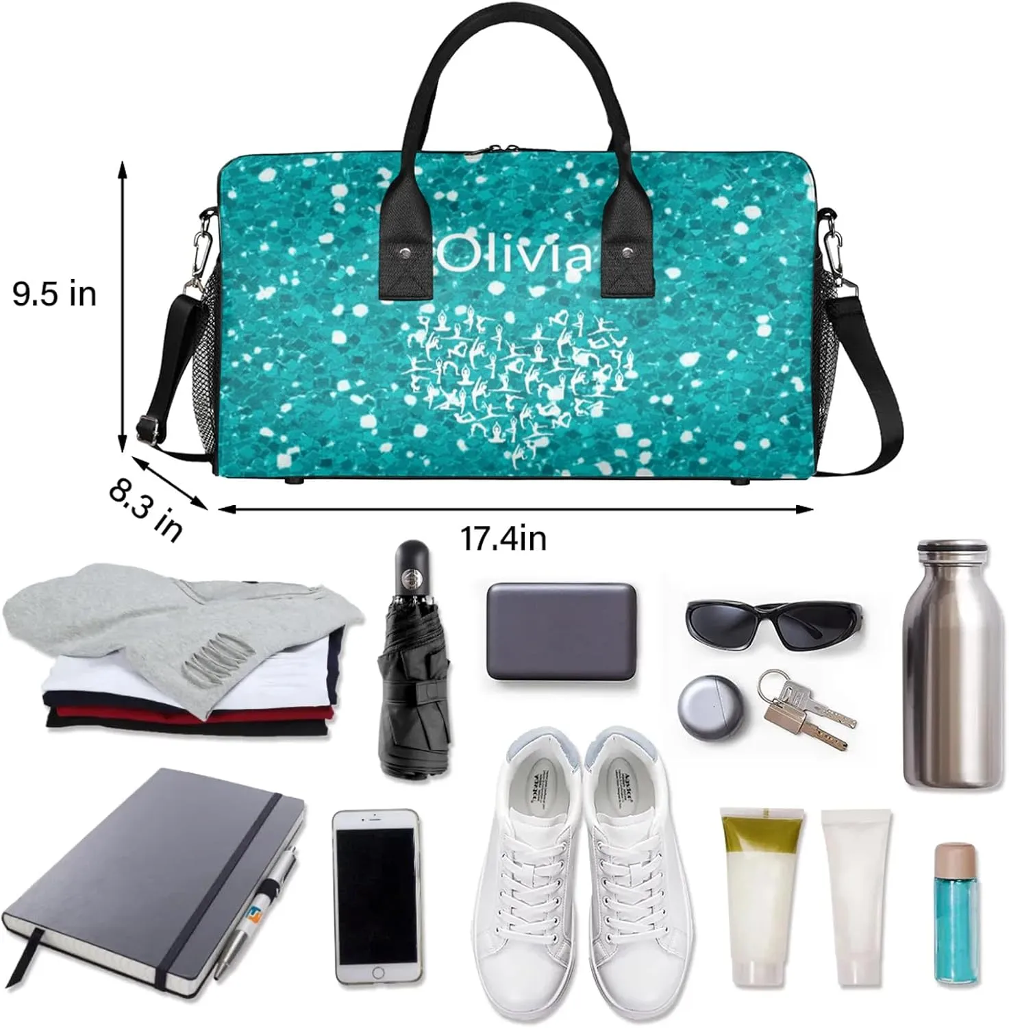 Custom Gymnastics Duffel Bag Personalized Name Dance Ballet Bags Waterproof