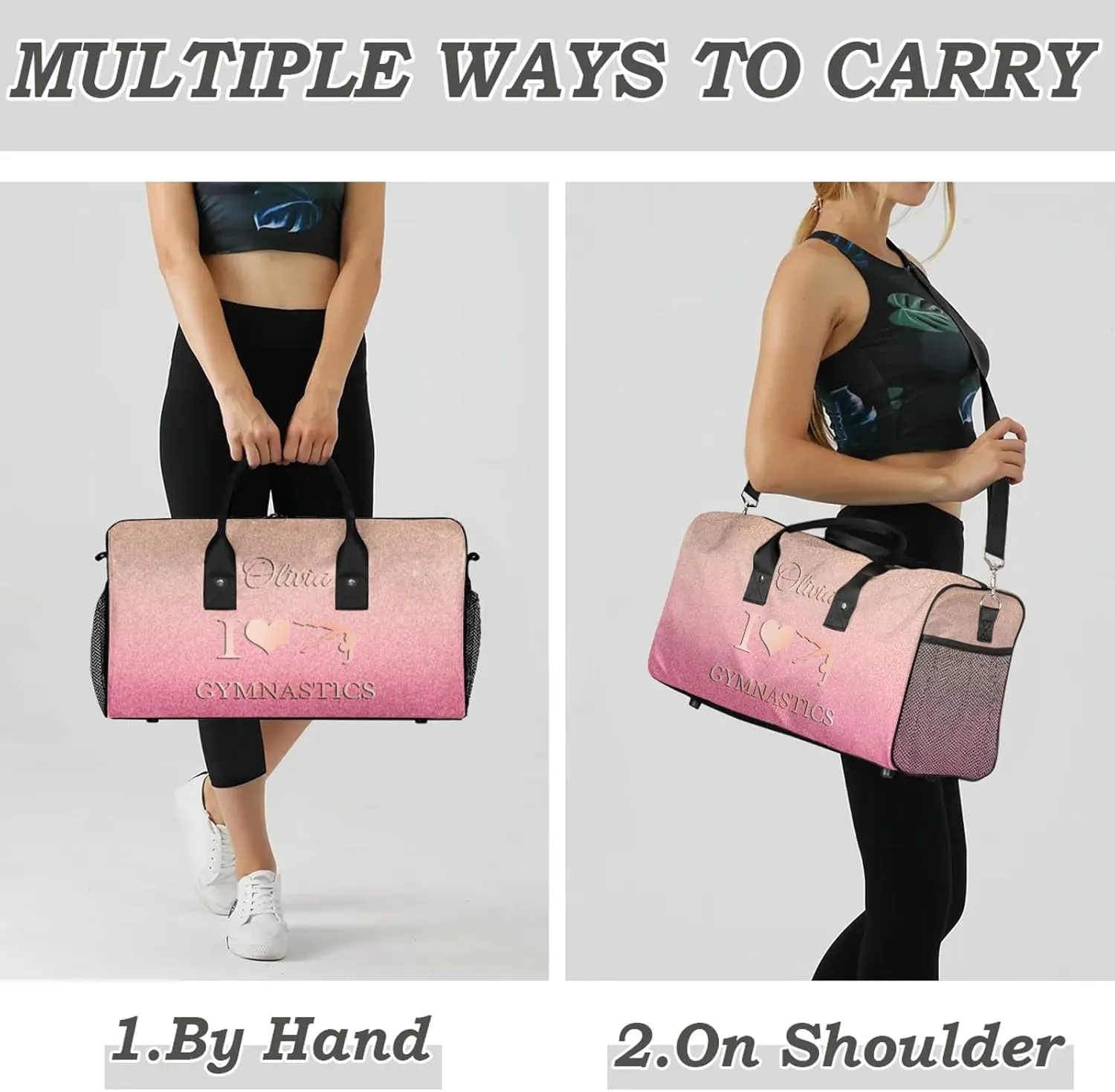 Custom Gymnastics Duffel Bag Personalized Name Dance Ballet Bags Waterproof