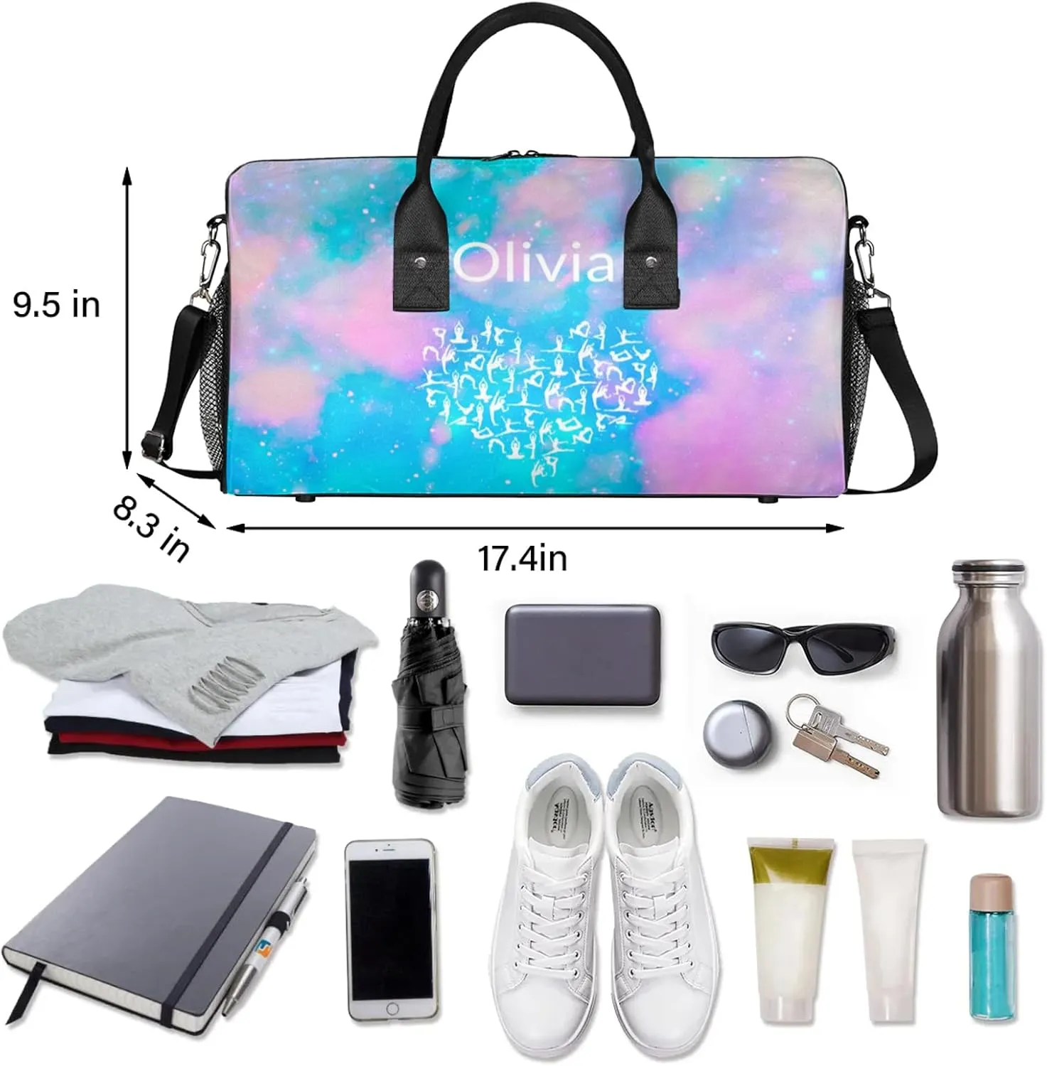 Custom Gymnastics Duffel Bag Personalized Name Dance Ballet Bags Waterproof