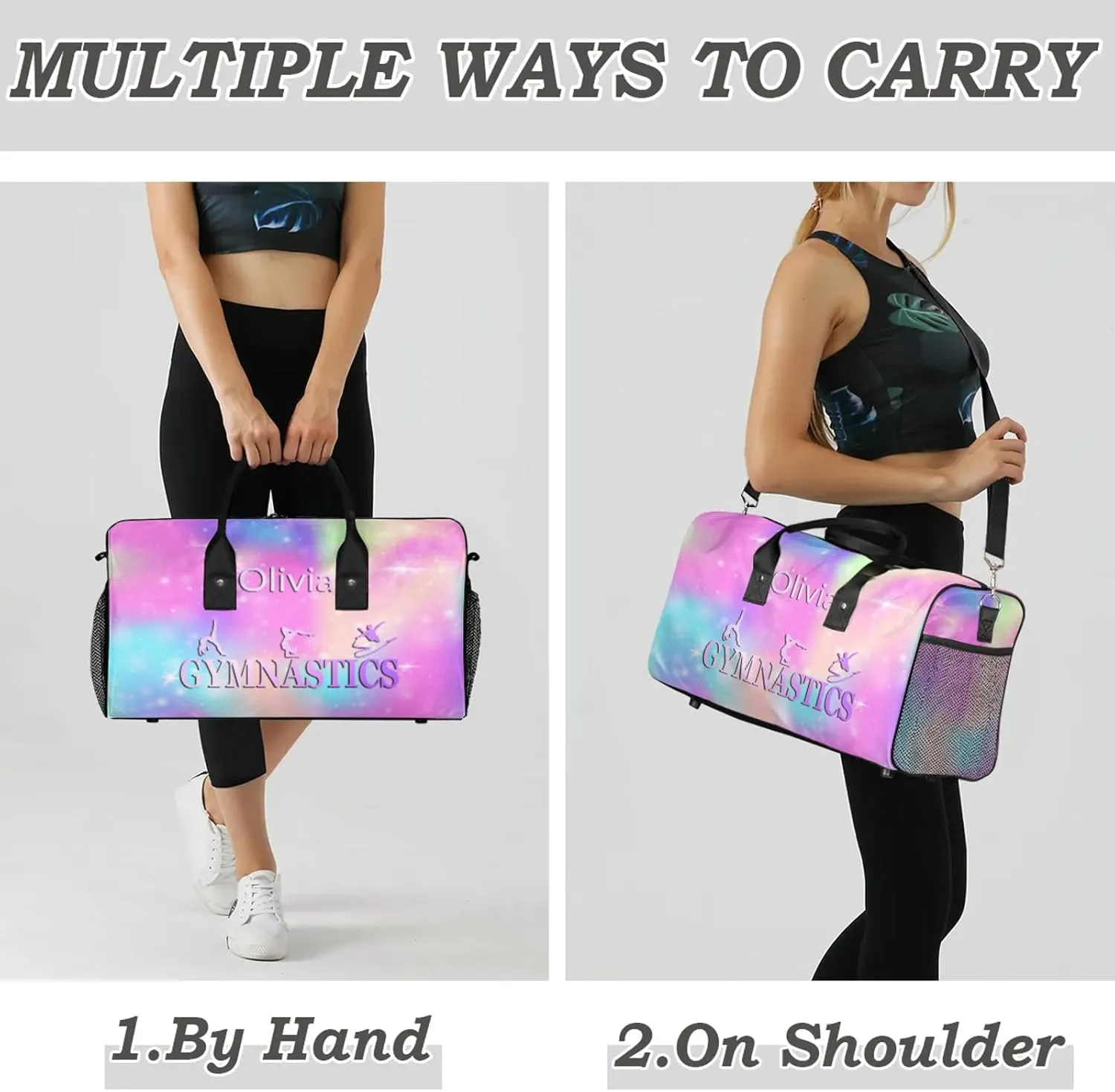 Custom Gymnastics Duffel Bag Personalized Name Dance Ballet Bags Waterproof