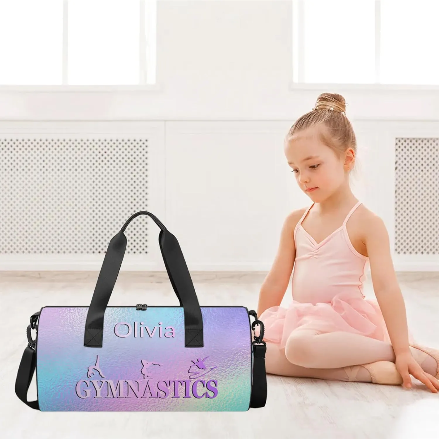 Custom Gymnastics Duffel Bag Round Personalized Name Dance Ballet Bags Waterproof
