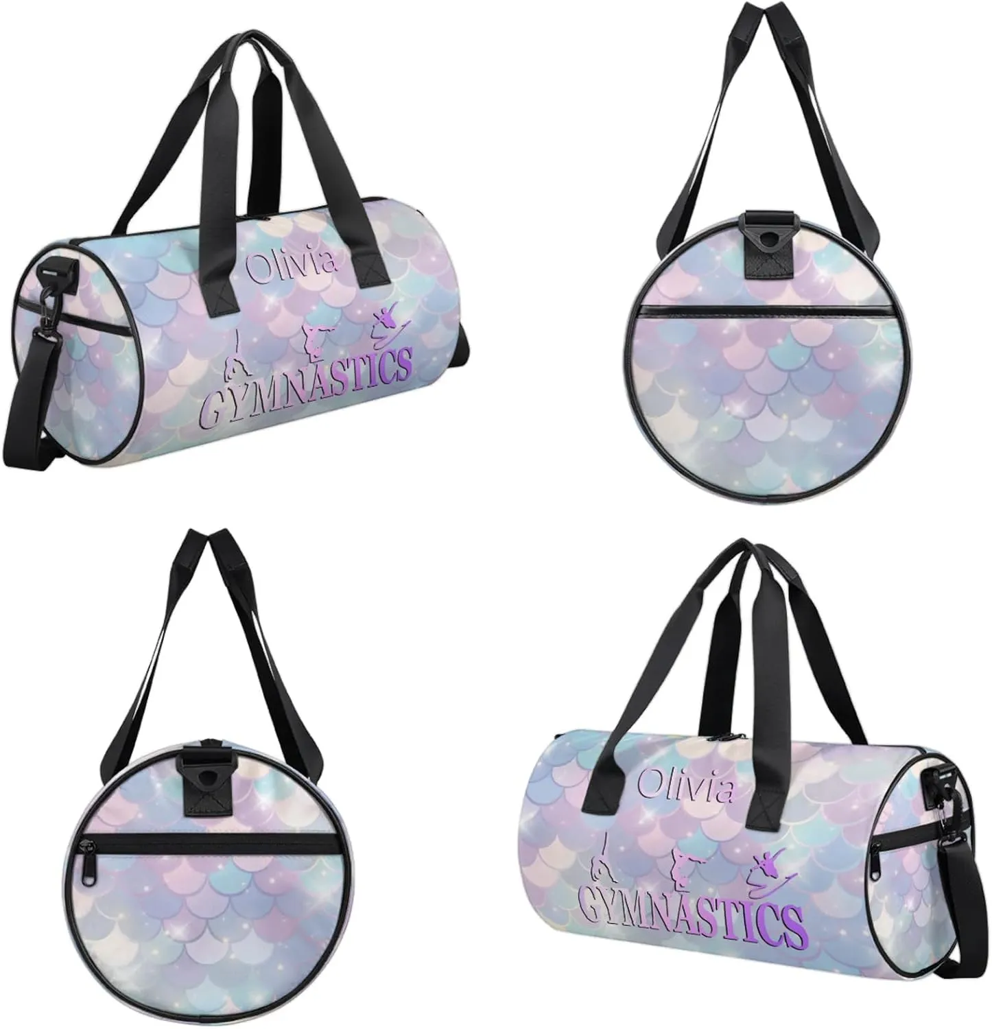 Custom Gymnastics Duffel Bag Round Personalized Name Dance Ballet Bags Waterproof