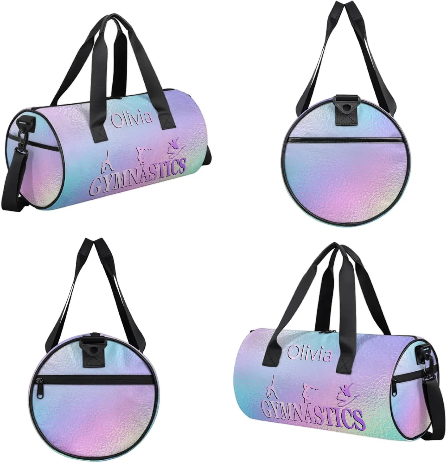 Custom Gymnastics Duffel Bag Round Personalized Name Dance Ballet Bags Waterproof