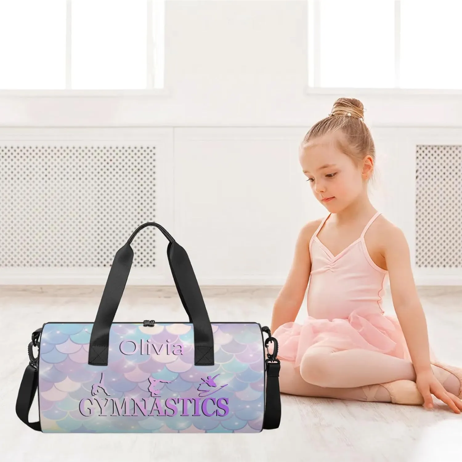Custom Gymnastics Duffel Bag Round Personalized Name Dance Ballet Bags Waterproof