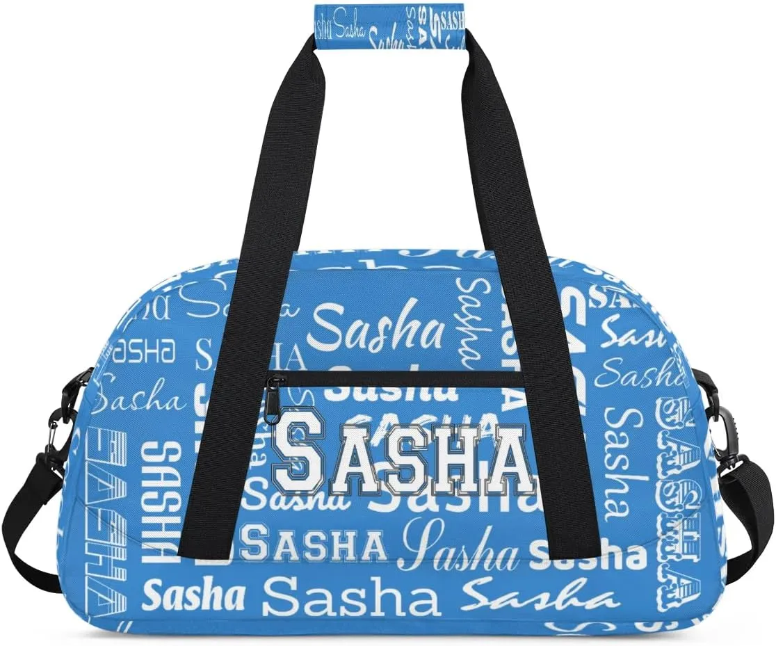 Custom Initial Dance Bag Gym Bag for Women, Monogrammed Personalized Sport Duffel Bag Weekender Bags Travel Duffel Bag Blue Ballet Bags
