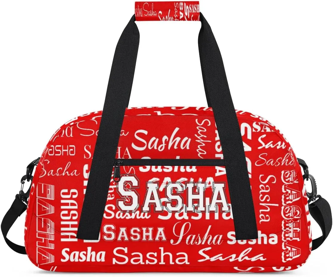 Custom Initial Dance Bag Gym Bag for Women, Monogrammed Personalized Sport Duffel Bag Weekender Bags Travel Duffel Bag Coral Red A Ballet Bags