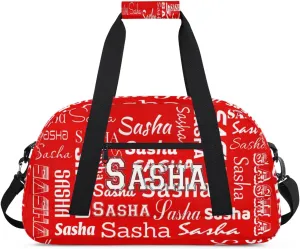 Custom Initial Dance Bag Gym Bag for Women, Monogrammed Personalized Sport Duffel Bag Weekender Bags Travel Duffel Bag Coral Red A Ballet Bags