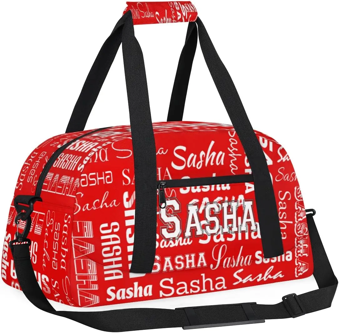 Custom Initial Dance Bag Gym Bag for Women, Monogrammed Personalized Sport Duffel Bag Weekender Bags Travel Duffel Bag Coral Red A Ballet Bags