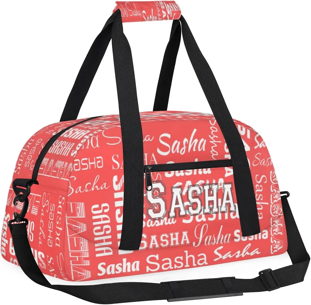 Custom Initial Dance Bag Gym Bag for Women, Monogrammed Personalized Sport Duffel Bag Weekender Bags Travel Duffel Bag Coral Red Ballet Bags