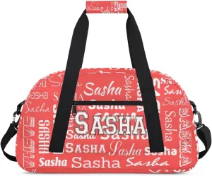 Custom Initial Dance Bag Gym Bag for Women, Monogrammed Personalized Sport Duffel Bag Weekender Bags Travel Duffel Bag Coral Red Ballet Bags