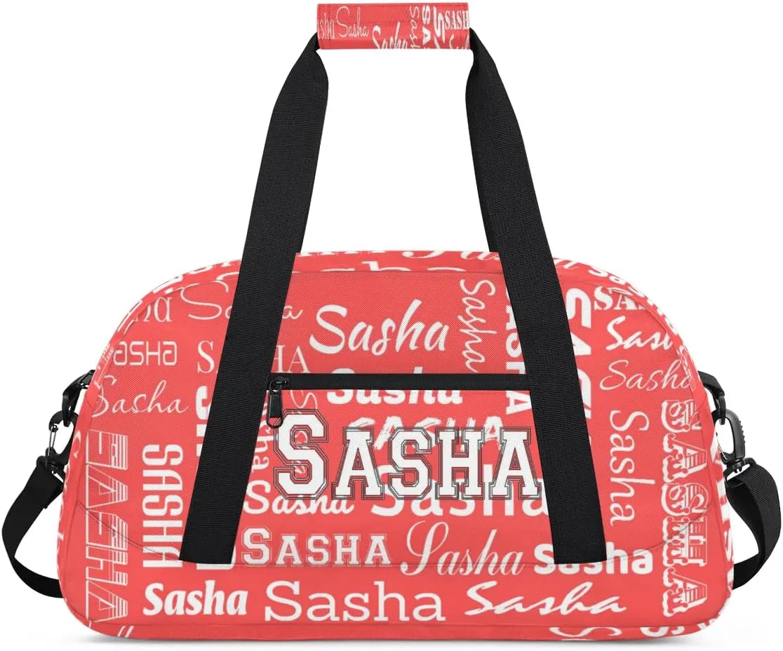 Custom Initial Dance Bag Gym Bag for Women, Monogrammed Personalized Sport Duffel Bag Weekender Bags Travel Duffel Bag Coral Red Ballet Bags