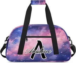Custom Initial Letters Sport Bag, Personalized Gym Duffel Bags with Name Gifts for Women Custom Travel Overnight Weekender Bag Monogrammed, Glitter