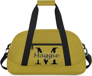 Custom Initial Sport Bag with Name, Personalized Gym Duffel Bags Personalized Gifts for Women Custom Travel Weekender Bag Monogrammed Custom Gifts, Brown