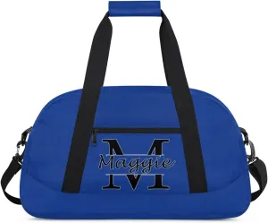Custom Initial Sport Bag with Name, Personalized Gym Duffel Bags Personalized Gifts for Women Custom Travel Weekender Bag Monogrammed Custom Gifts, Cobalt Blue